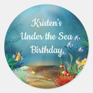 Sticker Rond Ocean Reef Under the Sea Birthday Party