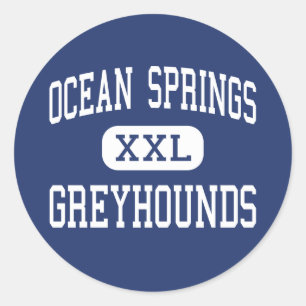 Sticker Rond Ocean Springs - lévriers - haut - Ocean Springs
