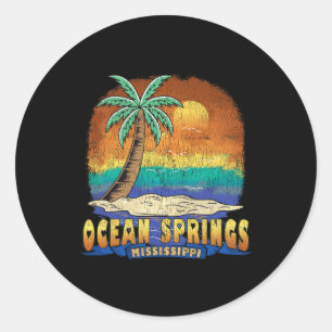 Sticker Rond Ocean Springs Mississippi Souve Vintage en détress