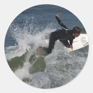 Sticker Rond Océan surfant de vagues de surfers