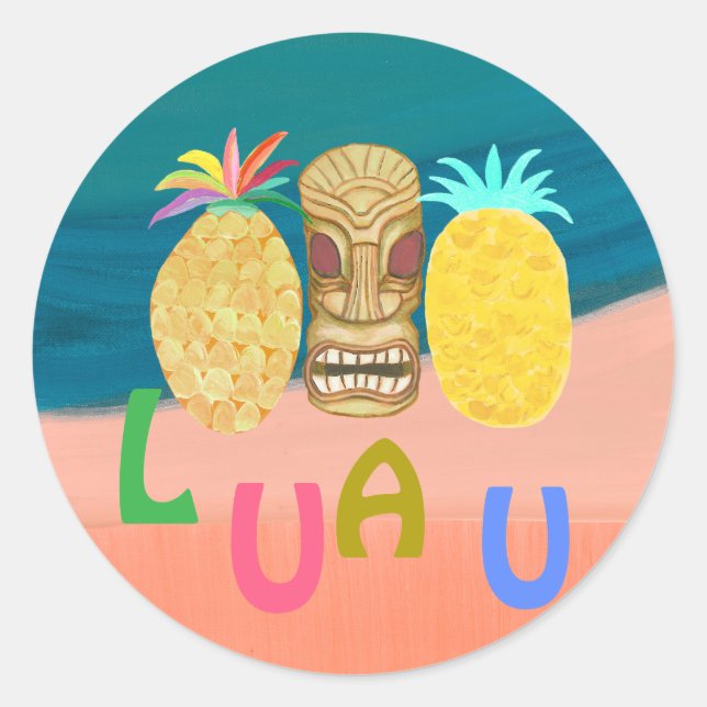 Sticker Rond Ocean Tiki Fête au Ananas (Devant)