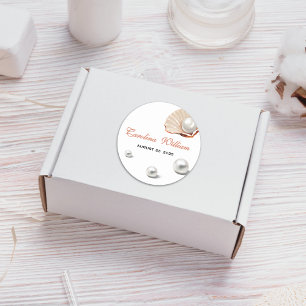 Sticker Rond Océan un peu perle sous le baby shower de mer