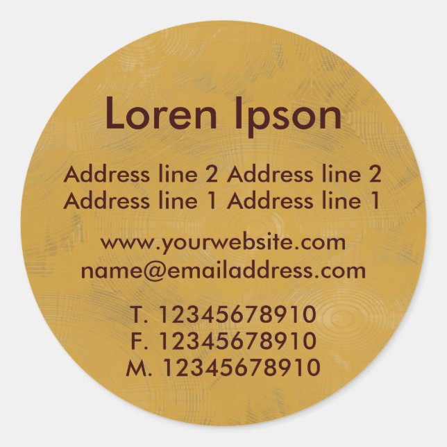 Sticker Rond Oche Texture Entreprise / Profil (Devant)