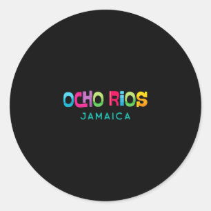 Sticker Rond Ocho Rios Jamaïque Design Tropical Rétro 