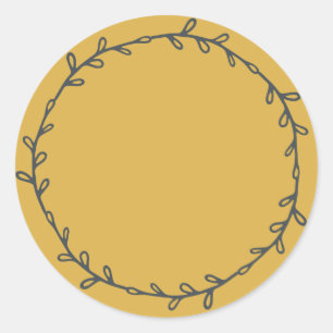 Sticker Rond Ocre Jaune Maison Rustique Écrivez Sur