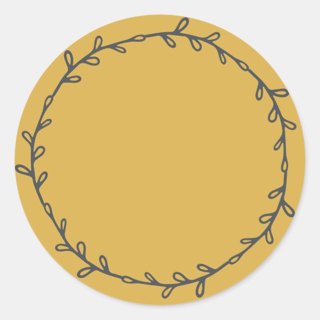 Sticker Rond Ocre Jaune Maison Rustique Écrivez Sur (Devant)