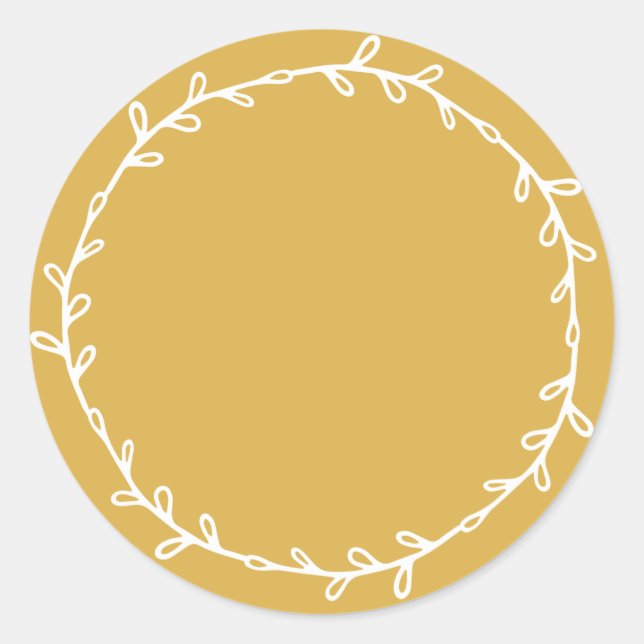 Sticker Rond Ocre Jaune Rustique Fait Maison pour Écrire (Devant)