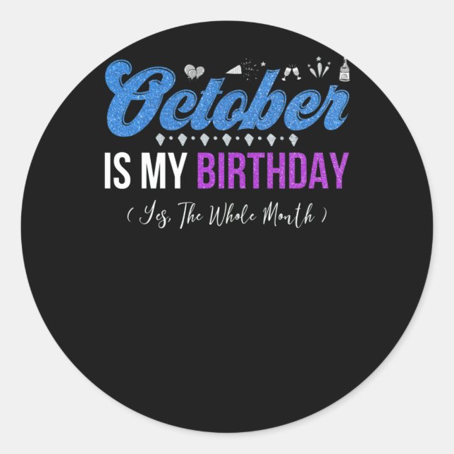 Sticker Rond October Is My Birthday (Devant)