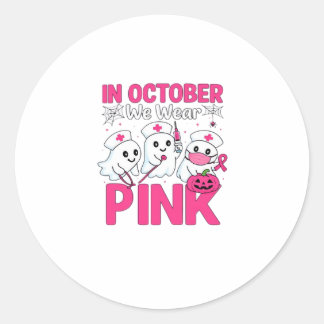 Sticker Rond Octobre, nous portons du rose, infirmière, sensibi