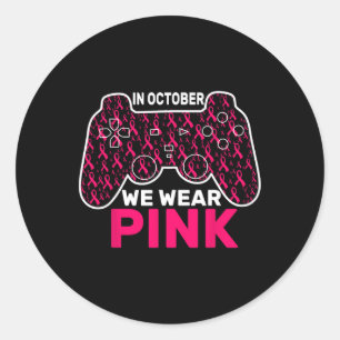 Sticker Rond Octobre Nous Portons Pink Breast Cancer Jeu Enfant
