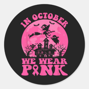 Sticker Rond Octobre Nous Portons Pink Breast Cancer Sensibilis