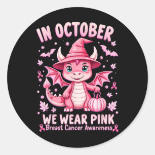 Sticker Rond Octobre Nous Portons Pink Breast Cancer Sensibilis