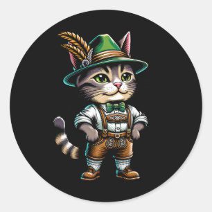 Sticker Rond Octobre Parti Chat Funny Allemand Bavarois Lederho