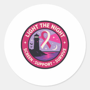 Sticker Rond Octobre Sensibilisation au cancer du sein Ruban ro