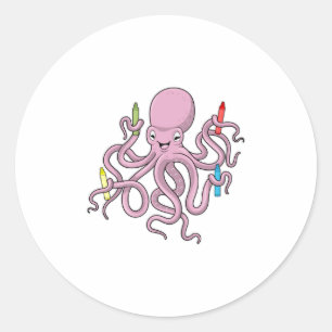 Sticker Rond Octopus avec Crayon