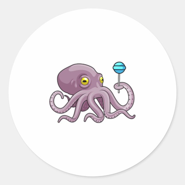 Sticker Rond Octopus avec Lollipop (Devant)