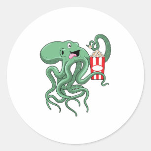 Sticker Rond Octopus avec Popcorn