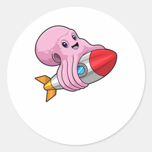 Sticker Rond Octopus avec Rocket (Devant)