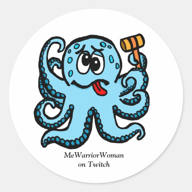 Sticker Rond Octopus Bonk, MeWarriorWoman sur Twitch (Devant)