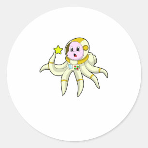Sticker Rond Octopus comme plongeur avec étoile