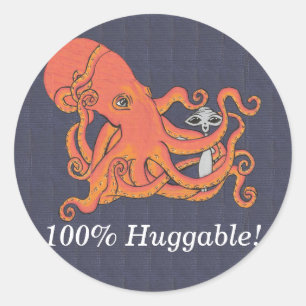 Sticker Rond Octopus et ami Alien 100% Huggable
