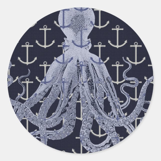 Sticker Rond Octopus Nautique (Devant)