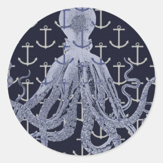 Sticker Rond Octopus Nautique