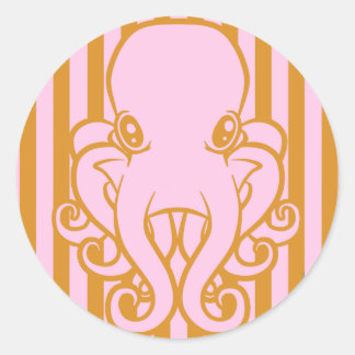 Sticker Rond Octopus rose et orange