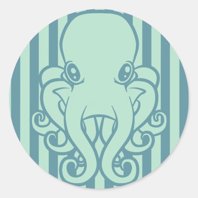 Sticker Rond Octopus turquoise (Devant)