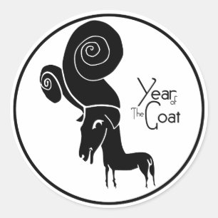 Sticker Rond Odd Ram Chèvre chinois Année Zodiac Stick Annivers