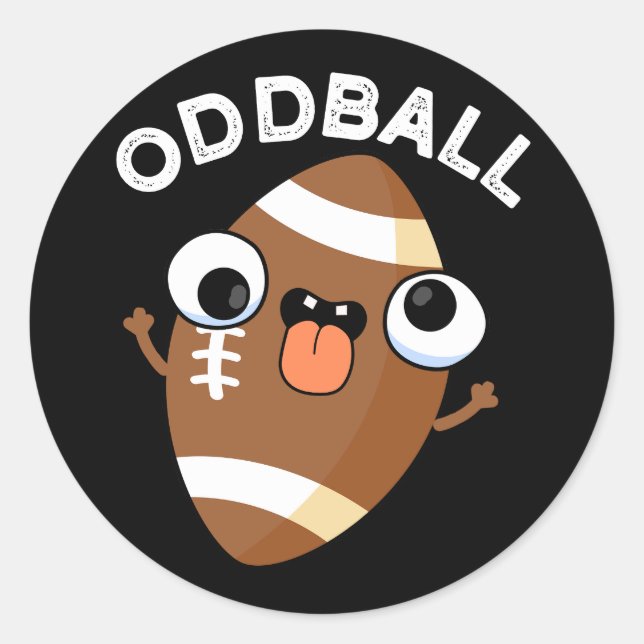 Sticker Rond Oddball drôle jeu de football BG foncé (Devant)