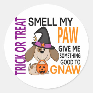 Sticker Rond Odeur de chien de Halloween ma patte 2
