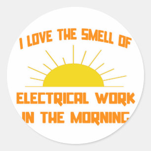 Sticker Rond Odeur de travail électrique le matin