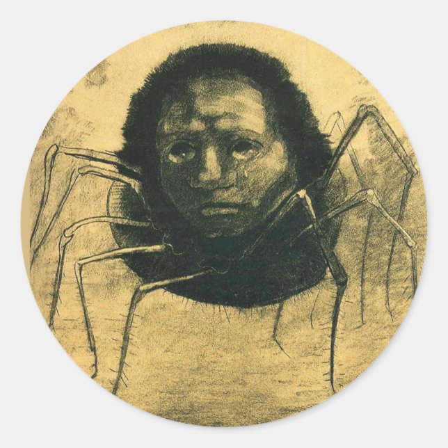 Sticker Rond Odilon Redon - L'Araignée En Pleure, (Devant)