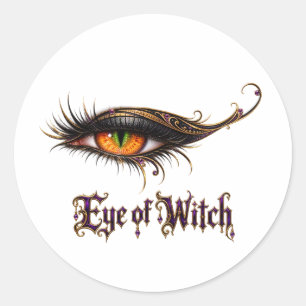 Sticker Rond Œil Cool de Sorcière d'Halloween Yeux Glamour Goth