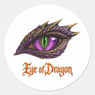 Sticker Rond Œil de dragon Cool Violet Fantastique Dragon Eyeba