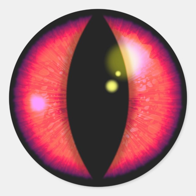 Sticker Rond Oeil de dragons rouges (Devant)