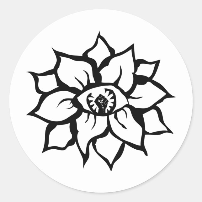 Sticker Rond oeil de poing noir de la fleur (Devant)