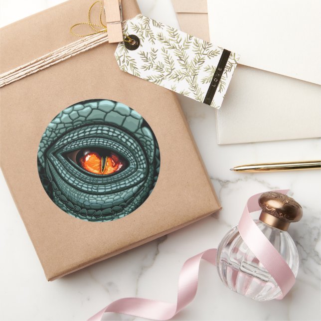 Sticker Rond Œil de prédateur reptile primal (Cadeaux)