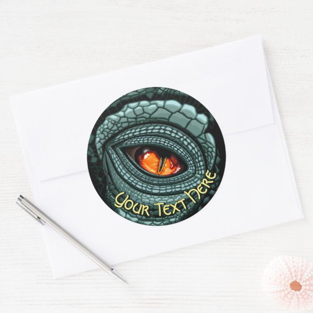 Sticker Rond Œil de prédateur reptile primal (Enveloppe)