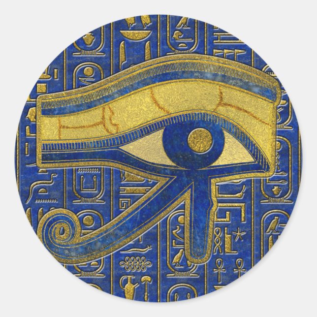 Sticker Rond OEil d'or égyptien de Horus - Wadjet Lapis Lazuli (Devant)