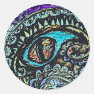 Sticker Rond OEil d'un monstre de mer