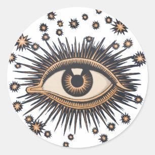 Sticker Rond Oeil étoile Lune Celeste Nouveau