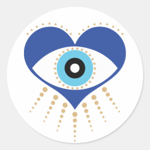 Sticker Rond Oeil mal grec du coeur
