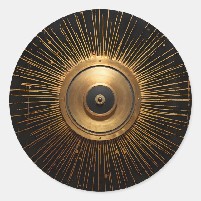 Sticker Rond Oeil occulte noir et or (Devant)