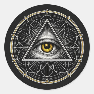 Sticker Rond Œil qui voit tout Géométrie sacrée Noir