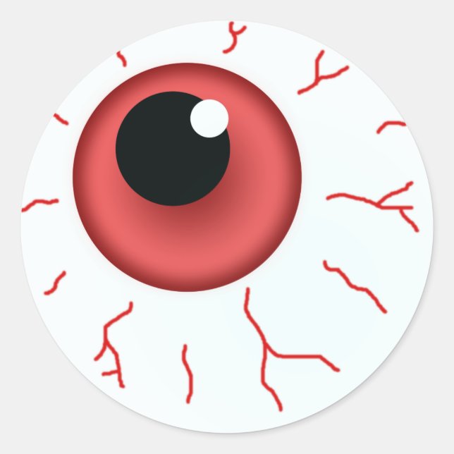 Sticker Rond Œil Rouge Pour Halloween Amusant (Devant)
