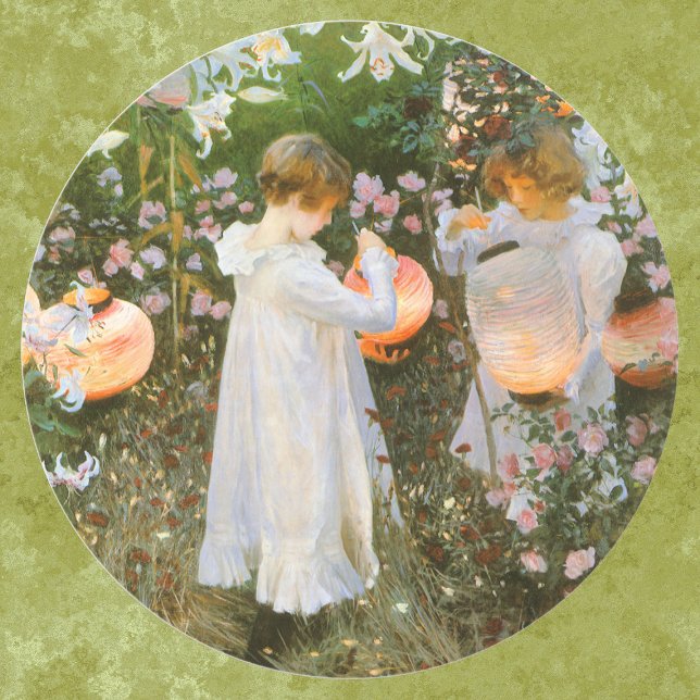Sticker Rond Œillet, Lys, Lys, Rose de John Singer Sargent (Créateur téléchargé)
