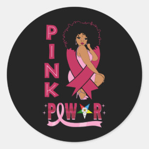 Sticker Rond Oes Sister Pink Power Eastern Star Cancer du sein