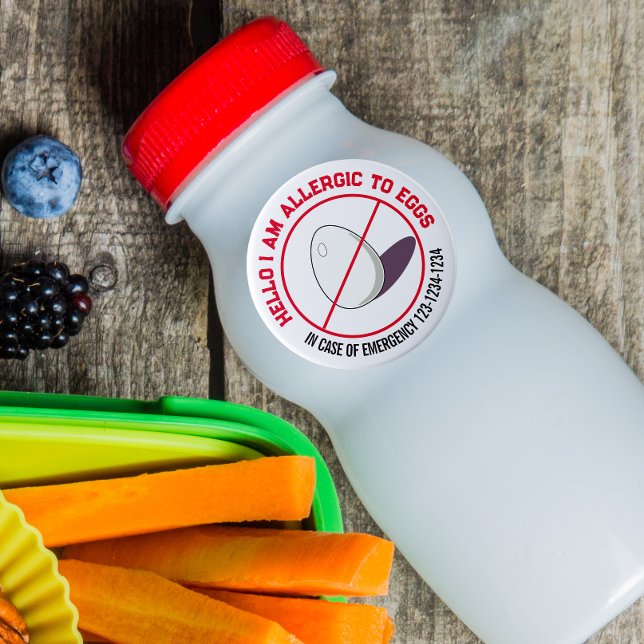 Sticker Rond Oeuf Allergie avec numéro d'urgence du client (Créateur téléchargé)